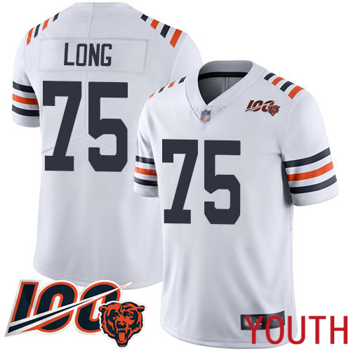 Chicago Bears Limited White Youth Kyle Long Jersey NFL Football #75 100th Season->chicago bears->NFL Jersey